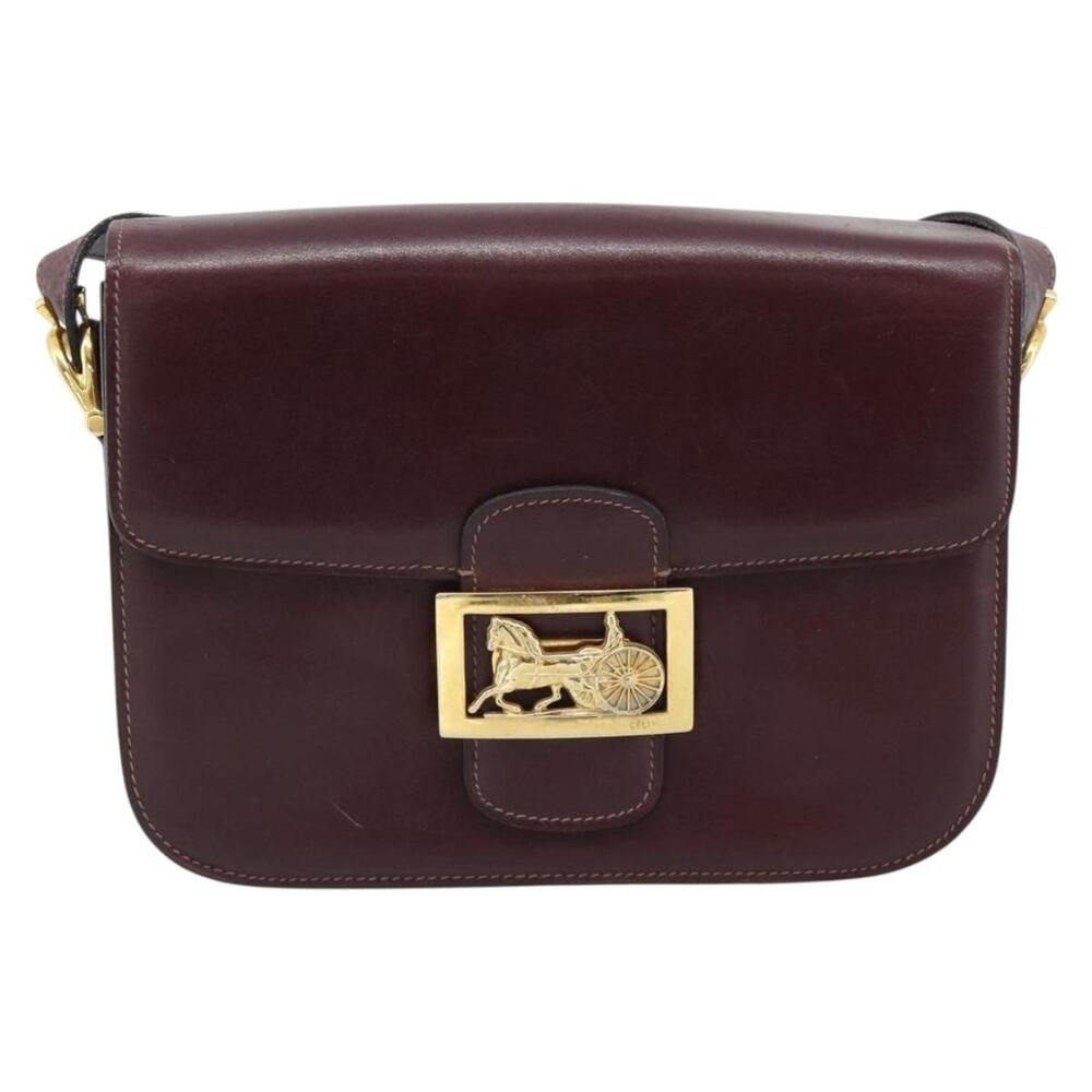 Celine Leather Horse Carriage Shoulder Bag Red